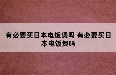 有必要买日本电饭煲吗 有必要买日本电饭煲吗